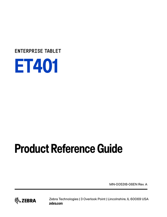 ET401 プロダクトリファレンスガイド（英語）