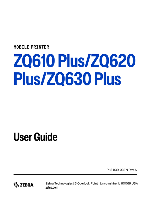 ZQ610 Plus/ZQ620 Plus/ZQ630 Plus ユーザーガイド（英語）